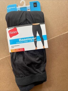 Hanes Black Baselayer Performance Pant - XL